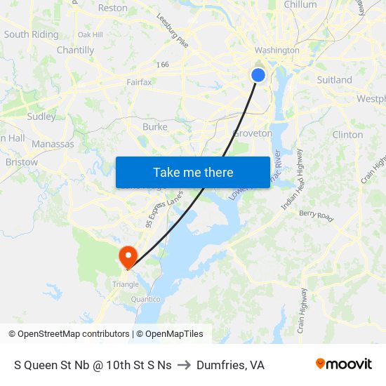 S Queen St Nb @ 10th St S Ns to Dumfries, VA map