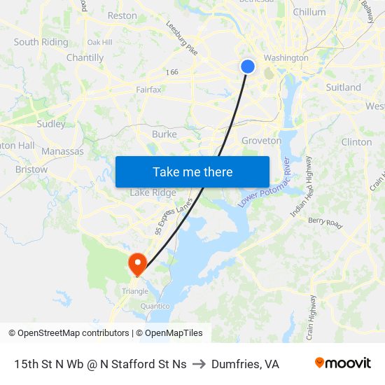 15th St N Wb @ N Stafford St Ns to Dumfries, VA map