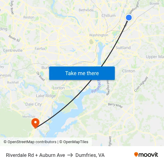 Riverdale Rd + Auburn Ave to Dumfries, VA map