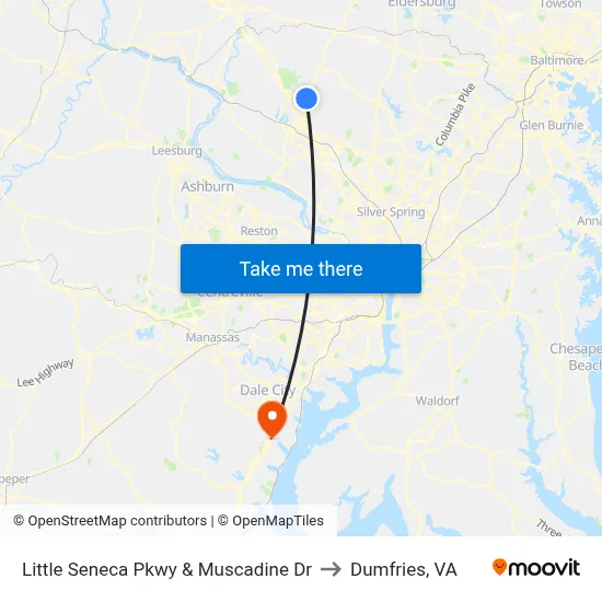 Little Seneca Pkwy & Muscadine Dr to Dumfries, VA map