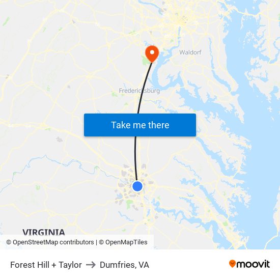 Forest Hill + Taylor to Dumfries, VA map