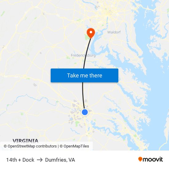 14th + Dock to Dumfries, VA map