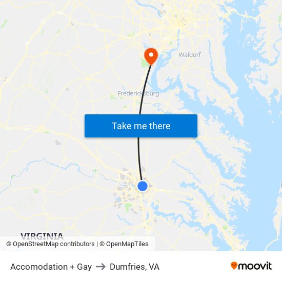 Accomodation + Gay to Dumfries, VA map