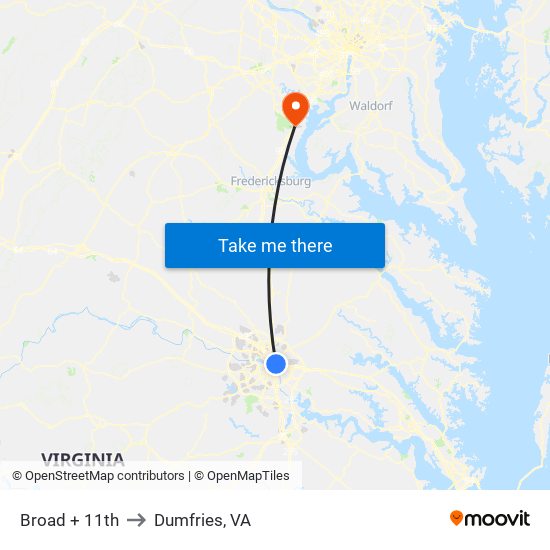 Broad + 11th to Dumfries, VA map