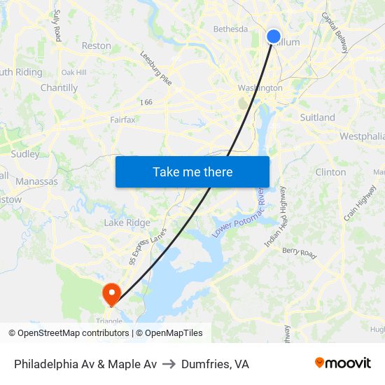 Philadelphia Av & Maple Av to Dumfries, VA map