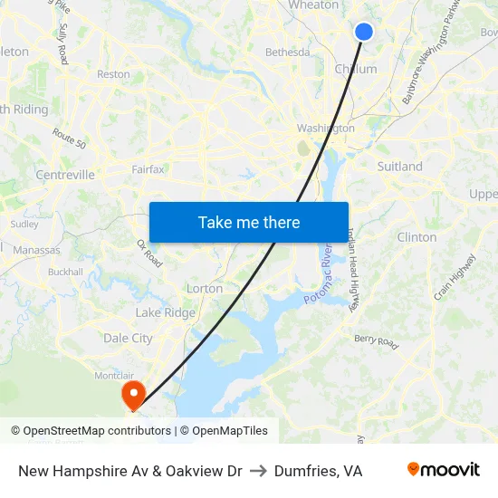 New Hampshire Av & Oakview Dr to Dumfries, VA map