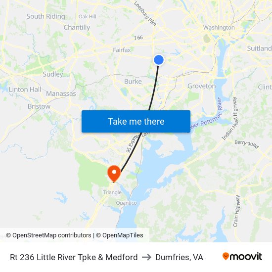 Rt 236 Little River Tpke & Medford to Dumfries, VA map