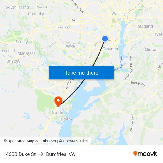 4600 Duke St to Dumfries, VA map
