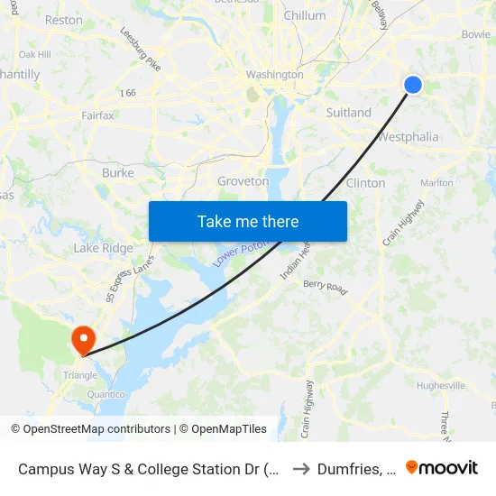 Campus Way S & College Station Dr (Pgcc) to Dumfries, VA map