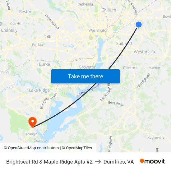 Brightseat Rd & Maple Ridge Apts #2 to Dumfries, VA map