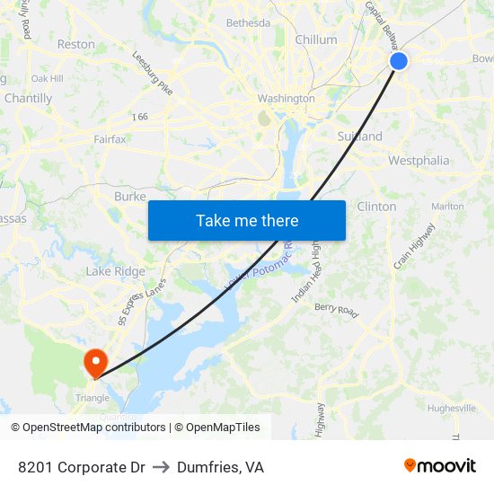 8201 Corporate Dr to Dumfries, VA map