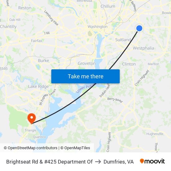 Brightseat Rd & #425 Department Of to Dumfries, VA map