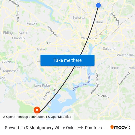 Stewart La & Montgomery White Oak A to Dumfries, VA map