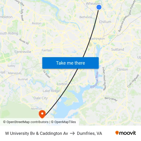W University Bv & Caddington Av to Dumfries, VA map