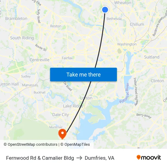Fernwood Rd & Camalier Bldg to Dumfries, VA map