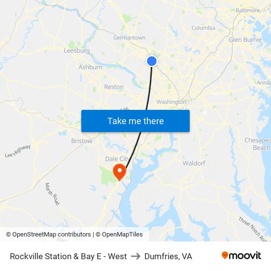 Rockville Station & Bay E - West to Dumfries, VA map