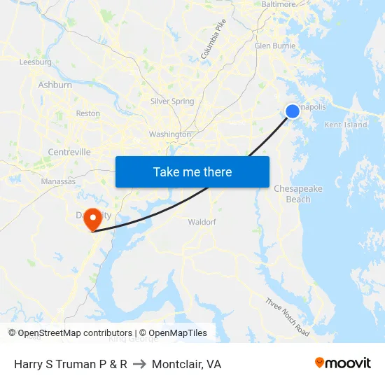 Harry S Truman P & R to Montclair, VA map