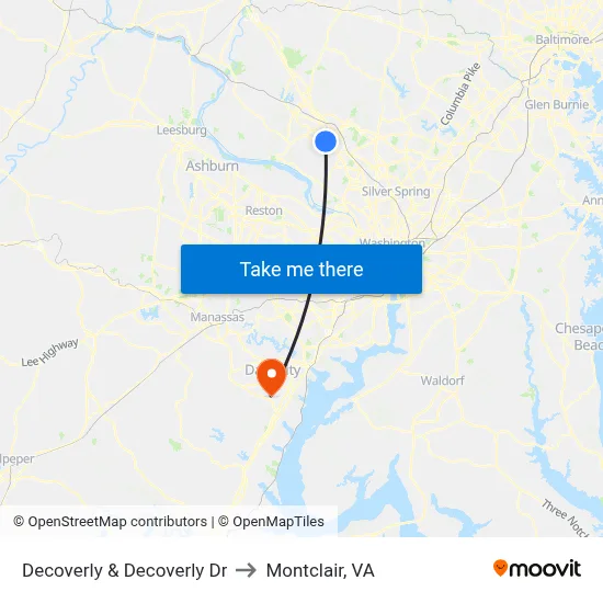 Decoverly & Decoverly Dr to Montclair, VA map