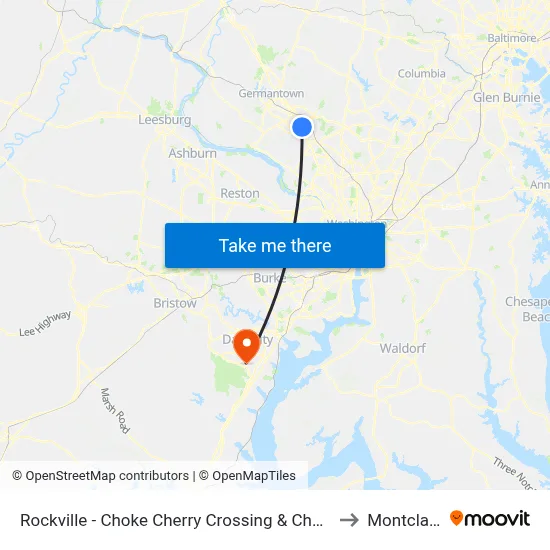 Rockville - Choke Cherry Crossing & Choke Cherry Road to Montclair, VA map