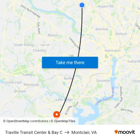 Traville Transit Center & Bay C to Montclair, VA map