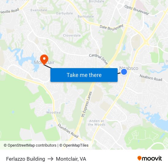 Ferlazzo Building to Montclair, VA map