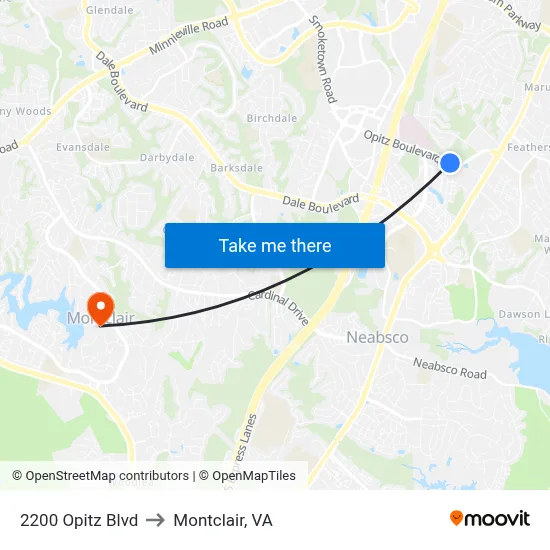 2200 Opitz Blvd to Montclair, VA map