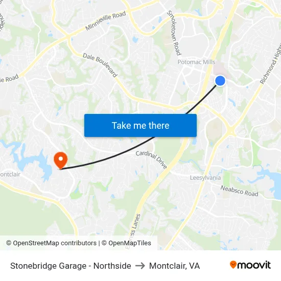 Stonebridge Garage - Northside to Montclair, VA map