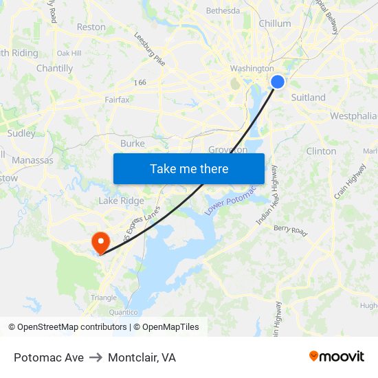 Potomac Ave to Montclair, VA map