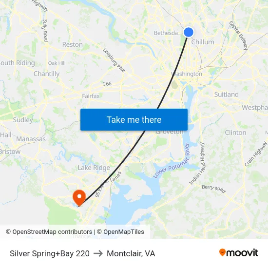 Silver Spring+Bay 220 to Montclair, VA map