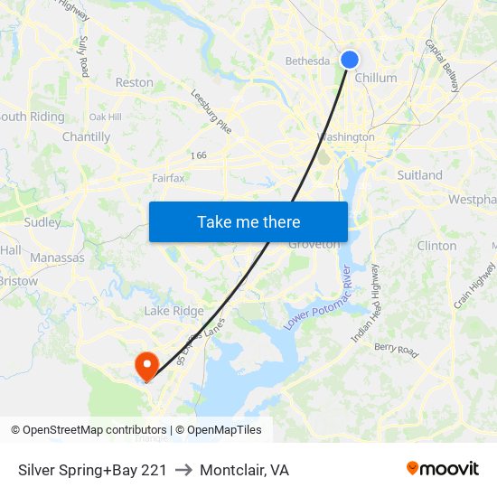 Silver Spring+Bay 221 to Montclair, VA map