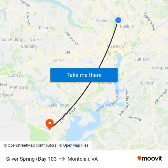 Silver Spring+Bay 103 to Montclair, VA map