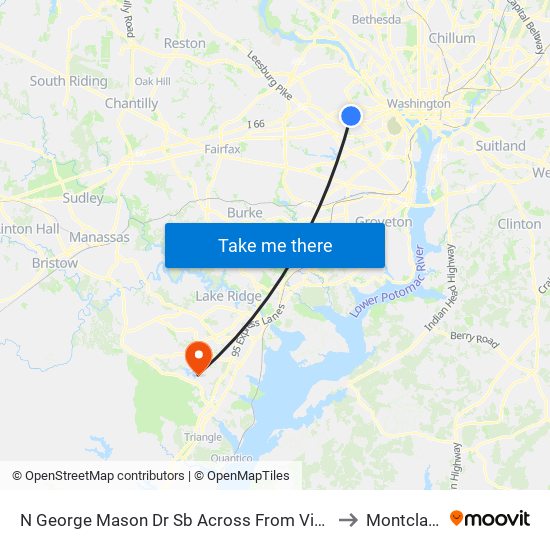 N George Mason Dr Sb Across From Virginia Hospital to Montclair, VA map