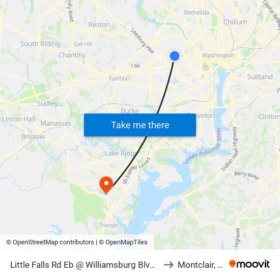 Little Falls Rd Eb @ Williamsburg Blvd MB to Montclair, VA map