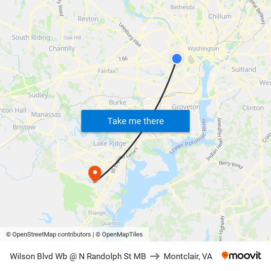 Wilson Blvd Wb @ N Randolph St MB to Montclair, VA map