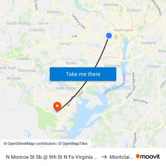 N Monroe St Sb @ 9th St N Fs-Virginia Square Stati to Montclair, VA map