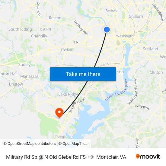 Military Rd Sb @ N Old Glebe Rd FS to Montclair, VA map