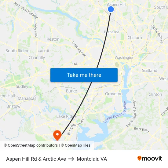 Aspen Hill Rd & Arctic Ave to Montclair, VA map