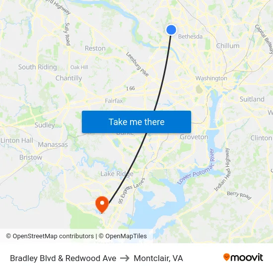 Bradley Blvd & Redwood Ave to Montclair, VA map