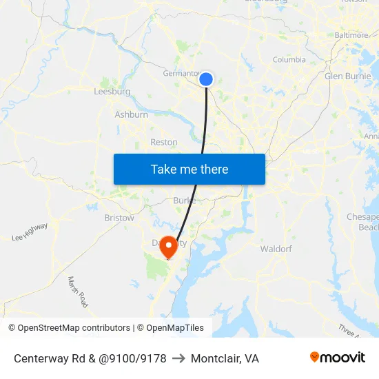 Centerway Rd & @9100/9178 to Montclair, VA map