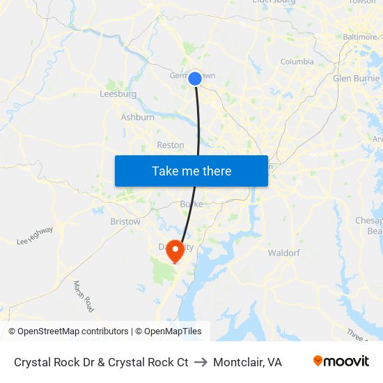 Crystal Rock Dr & Crystal Rock Ct to Montclair, VA map