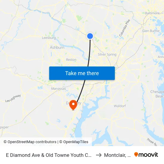 E Diamond Ave & Old Towne Youth Center to Montclair, VA map