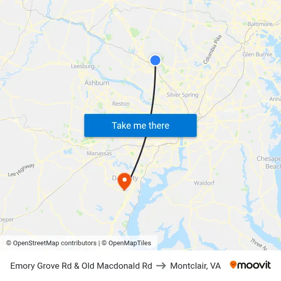 Emory Grove Rd & Old Macdonald Rd to Montclair, VA map