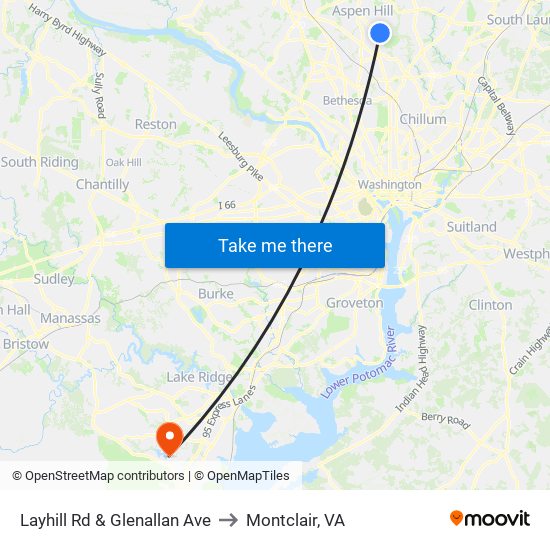 Layhill Rd & Glenallan Ave to Montclair, VA map