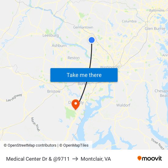 Medical Center Dr & @9711 to Montclair, VA map