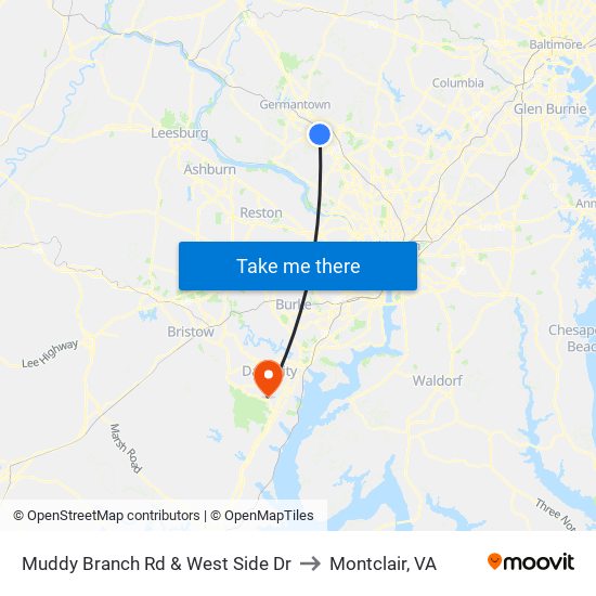 Muddy Branch Rd & West Side Dr to Montclair, VA map