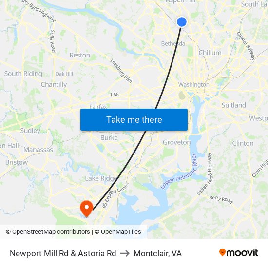 Newport Mill Rd & Astoria Rd to Montclair, VA map