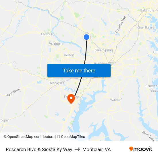 Research Blvd & Siesta Ky Way to Montclair, VA map