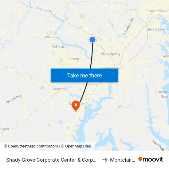 Shady Grove Corporate Center & Corporate Blvd to Montclair, VA map