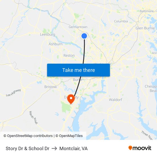 Story Dr & School Dr to Montclair, VA map