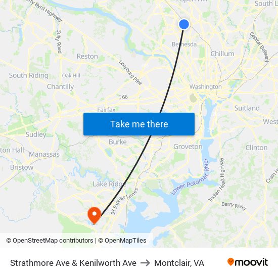 Strathmore Ave & Kenilworth Ave to Montclair, VA map